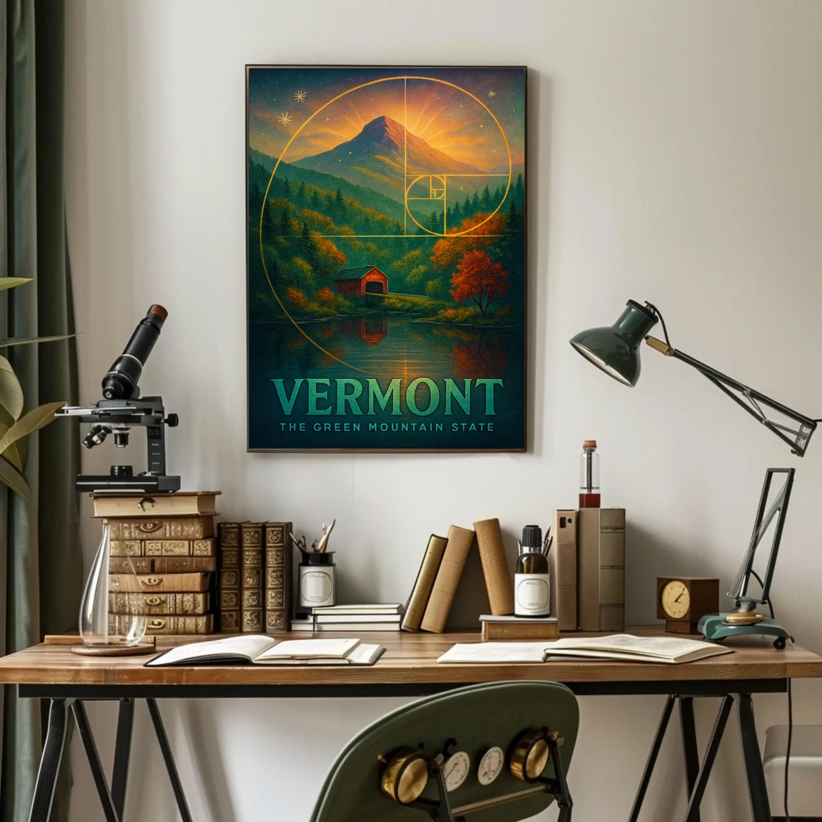 Vermont Landscape Mountain Forest Bridge Poster