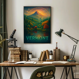 Vermont Landscape Mountain Forest Bridge Poster