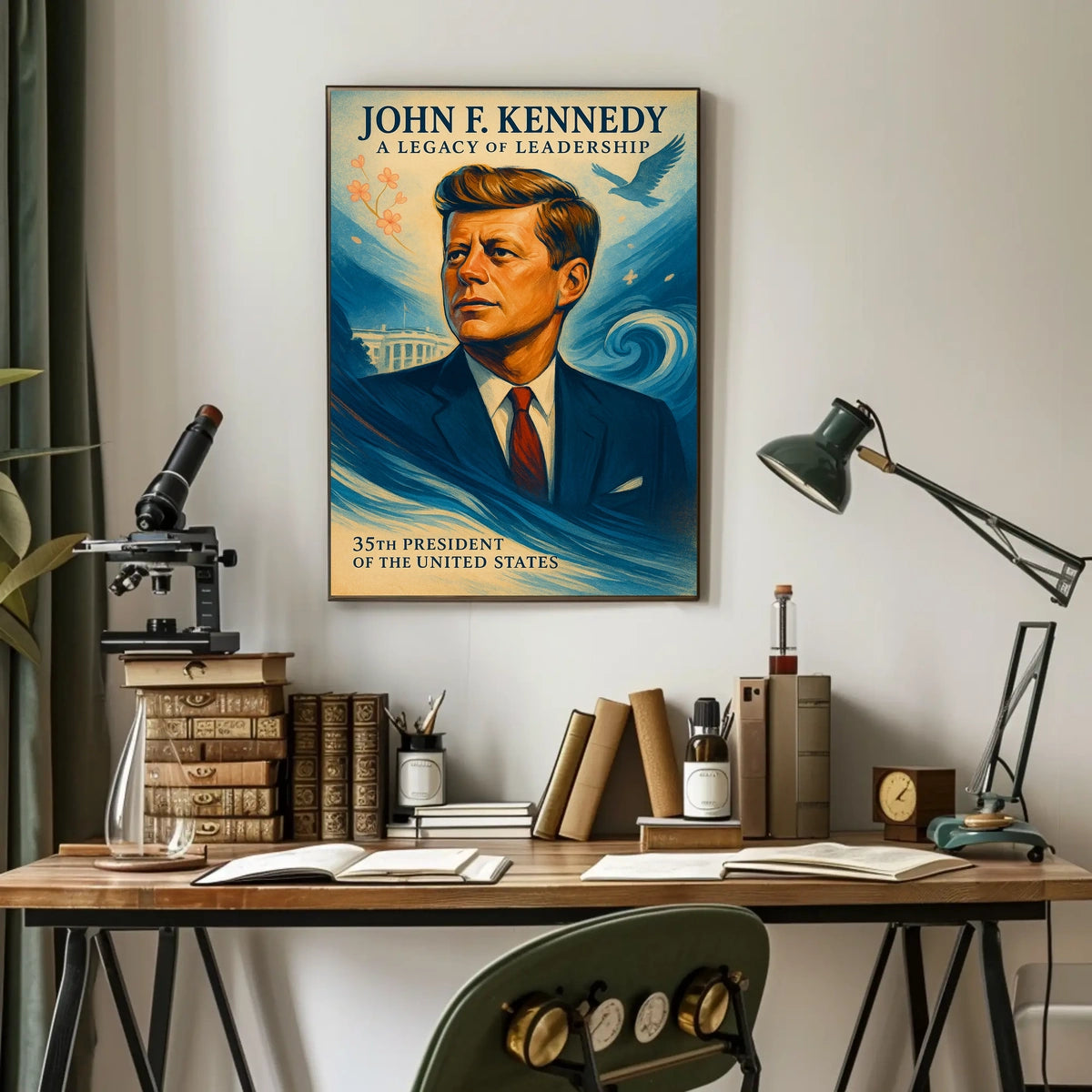 John F. Kennedy Inspirational Vintage Art Poster