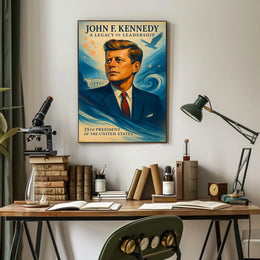 John F. Kennedy Inspirational Vintage Art Poster