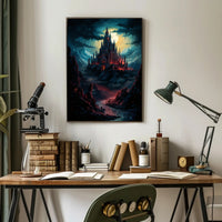 Castle Under The Moonlight Poster