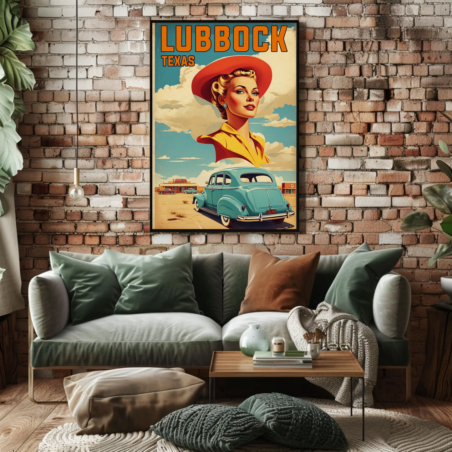 Lubbock Texas Retro Americana Vintage Travel Poster