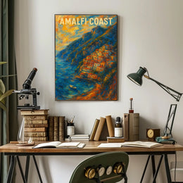 Amalfi Coast Poster Wall Art Coastal Seaside Landscape