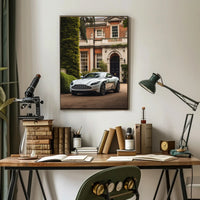 Luxury Sports Car in Front of Classic Mansion Poster
