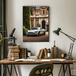 Luxury Sports Car in Front of Classic Mansion Poster