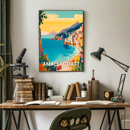 Amalfi Coast Scenic Travel Modern Illustration Poster