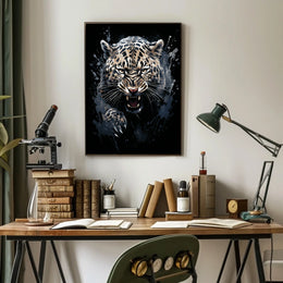 Fierce Leopard Art Poster: Dynamic Wild Energy