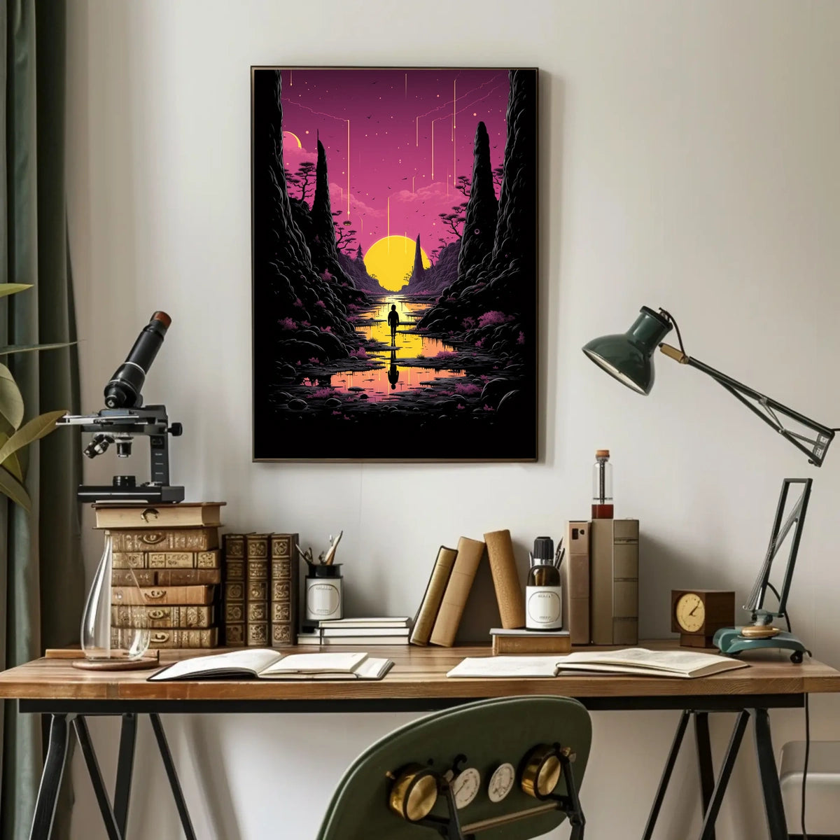 Surreal Dreamscape Reflective Horizon Fantasy Art Poster