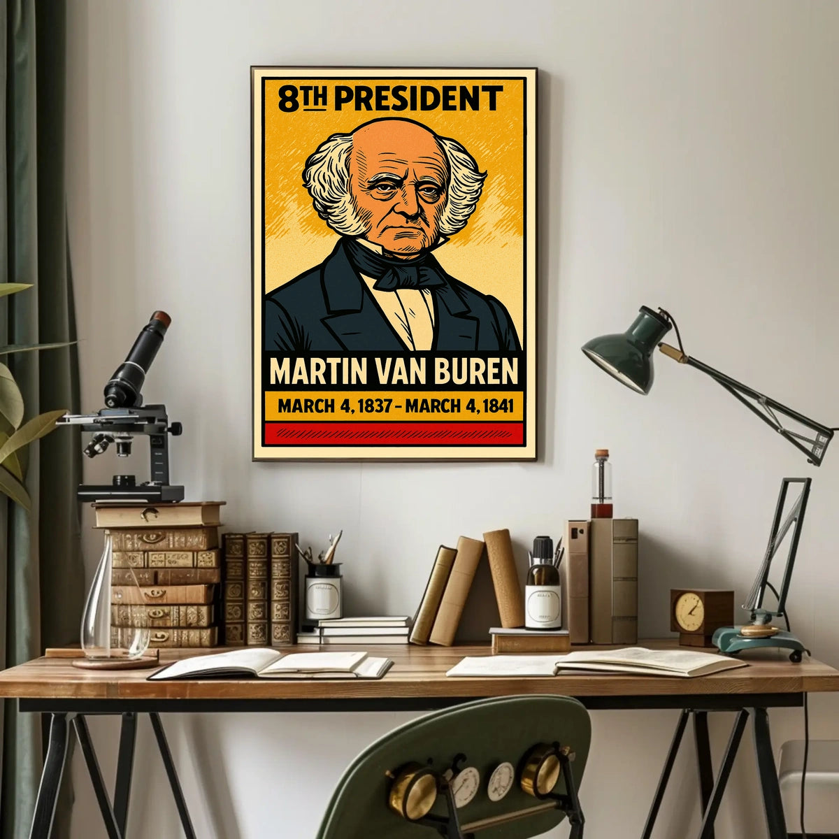 Martin Van Buren 8th President of the United States Inked Comic Style Poster