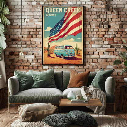 Queen Creek Arizona Vintage Travel Poster Artwork