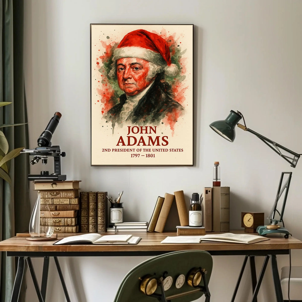 John Adams Watercolor Art Print, Historical or Presidential Poster