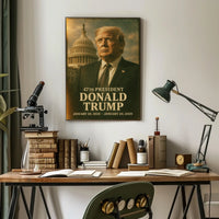 Donald Trump Visionary Amidst Historical Echoes Poster
