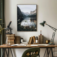 Majestic Mountain Landscape Poster with Tranquil Lake