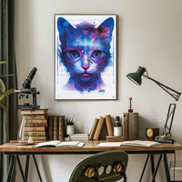 Futuristic Feline Art Print Poster for Home Decor and Wall Art Enthusiasts PosterGoat
