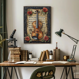 Vintage Violin and Roses Cultural or Heritage Poster