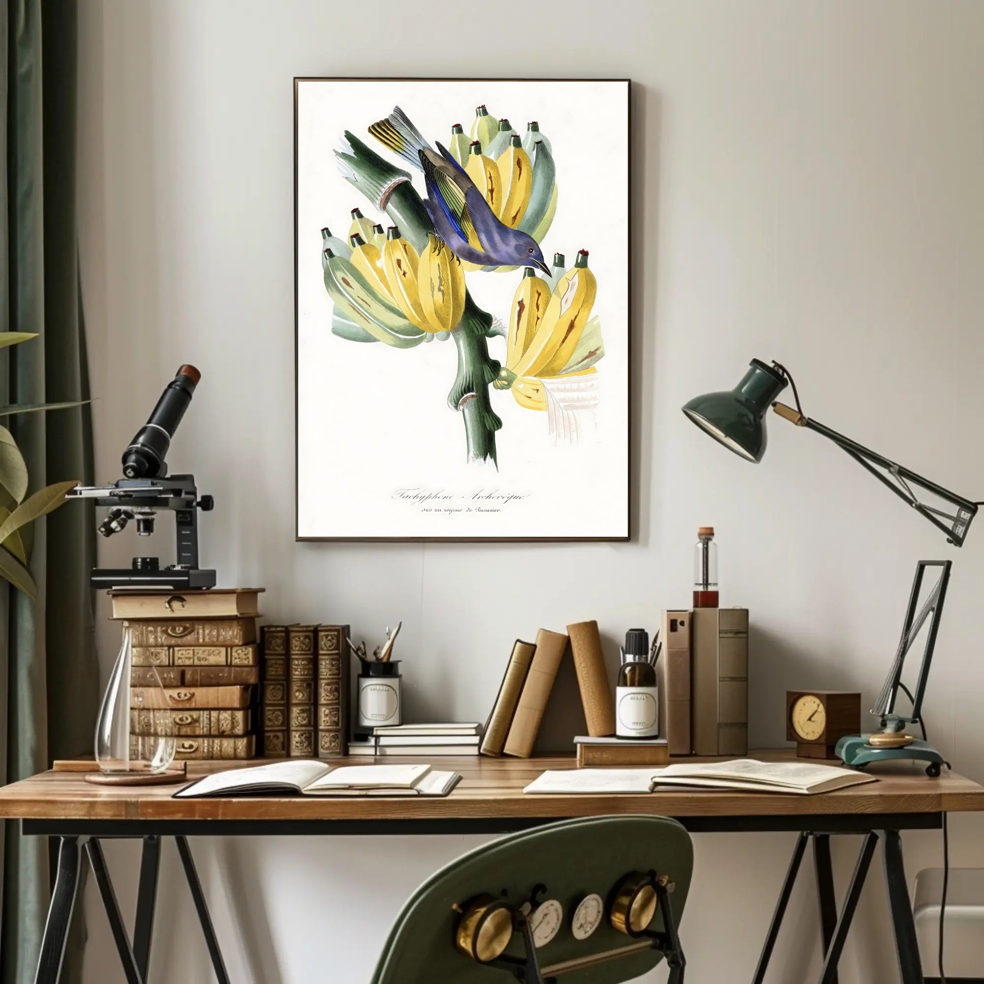 Exotic Bird on Banana Plant Poster
