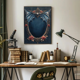 Gothic Bat and Roses Artistic Scenic Poster
