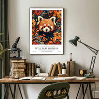 Vibrant Red Panda Nature Illustration Artistic Poster