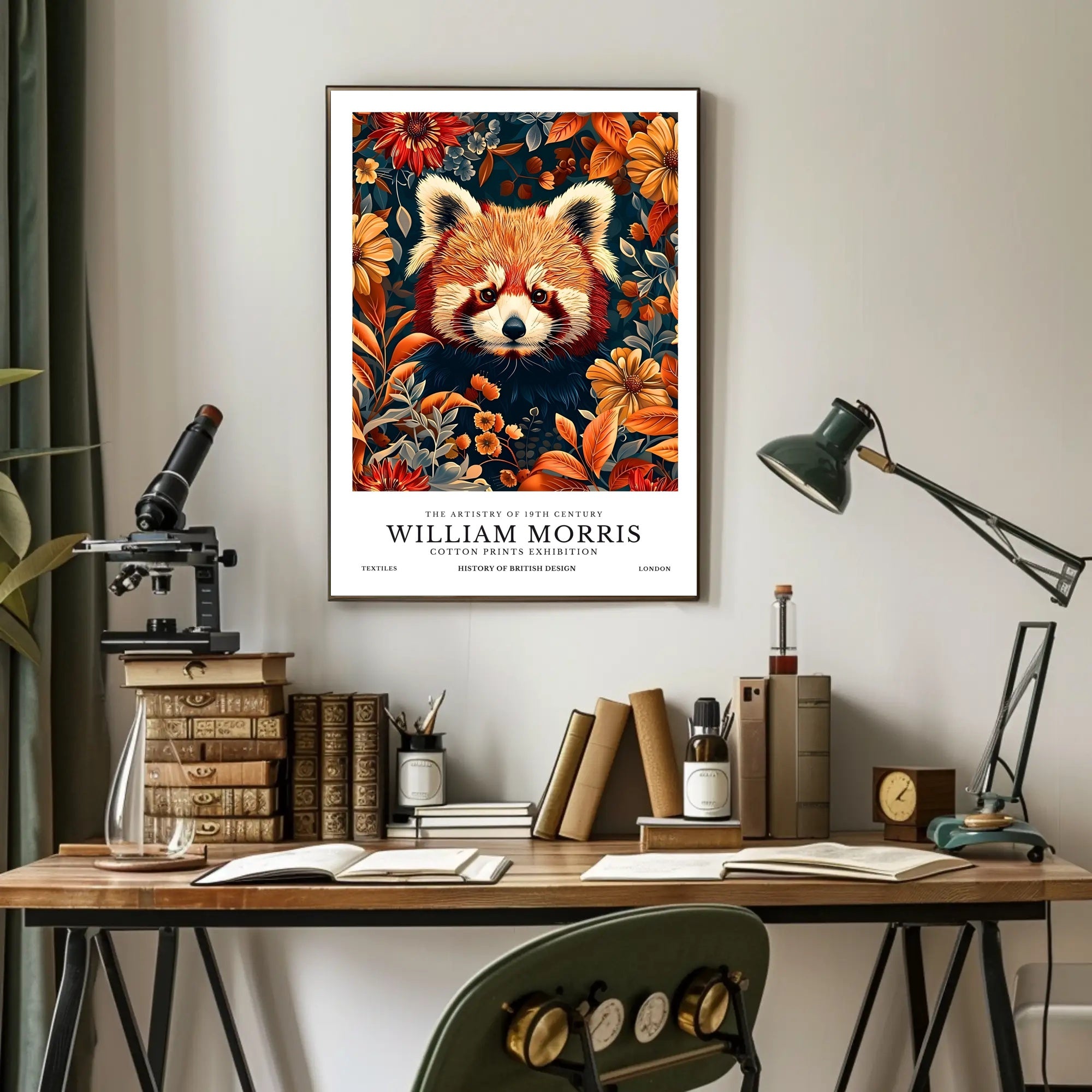 Vibrant Red Panda Nature Illustration Artistic Poster