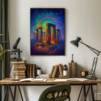 Stonehenge Cosmic Night Surreal Fantasy Art Poster