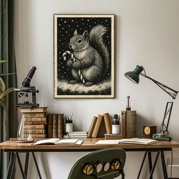 Winter Squirrel Delight Poster