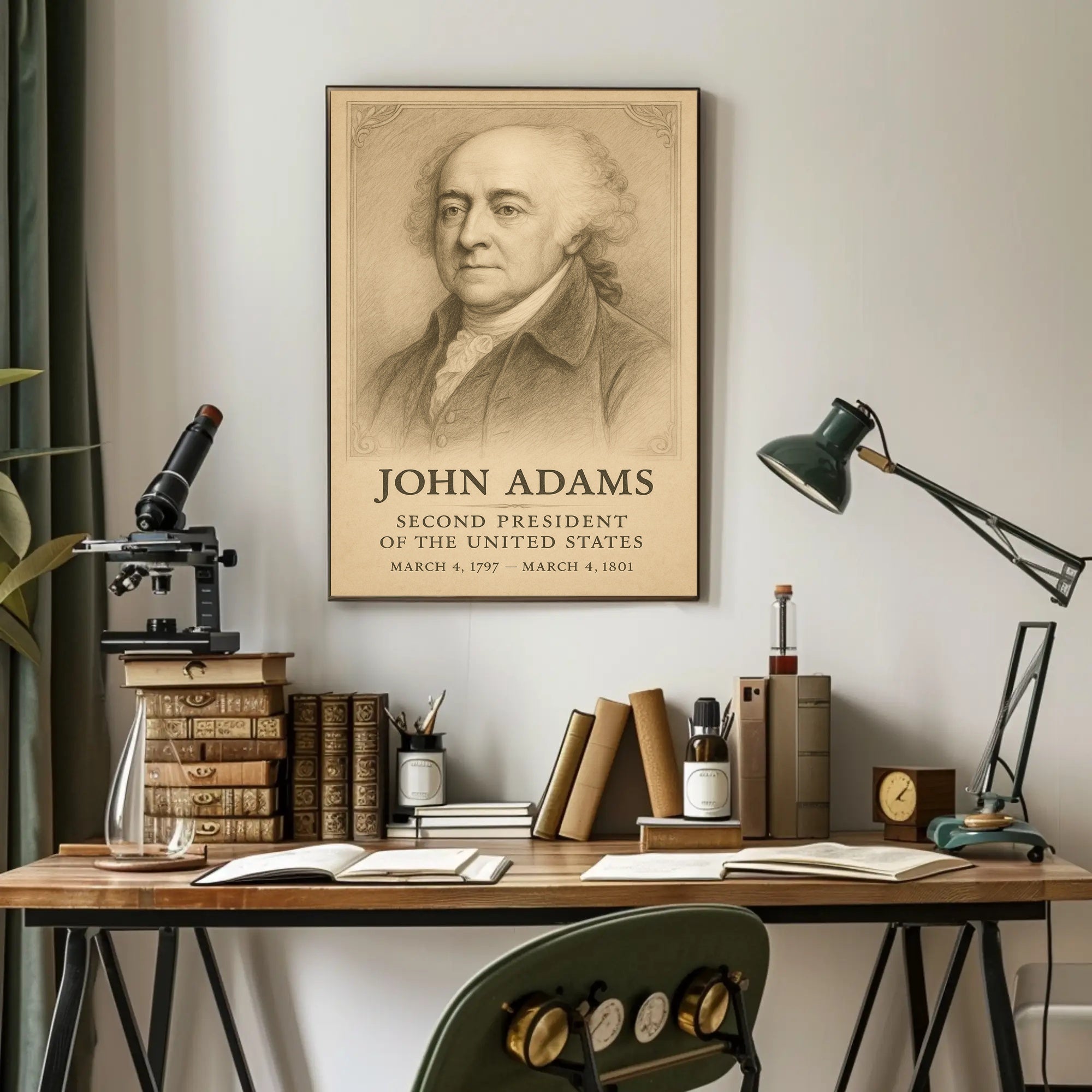 John Adams 2nd President Sketch Poster Art Print Decor PosterGoat
