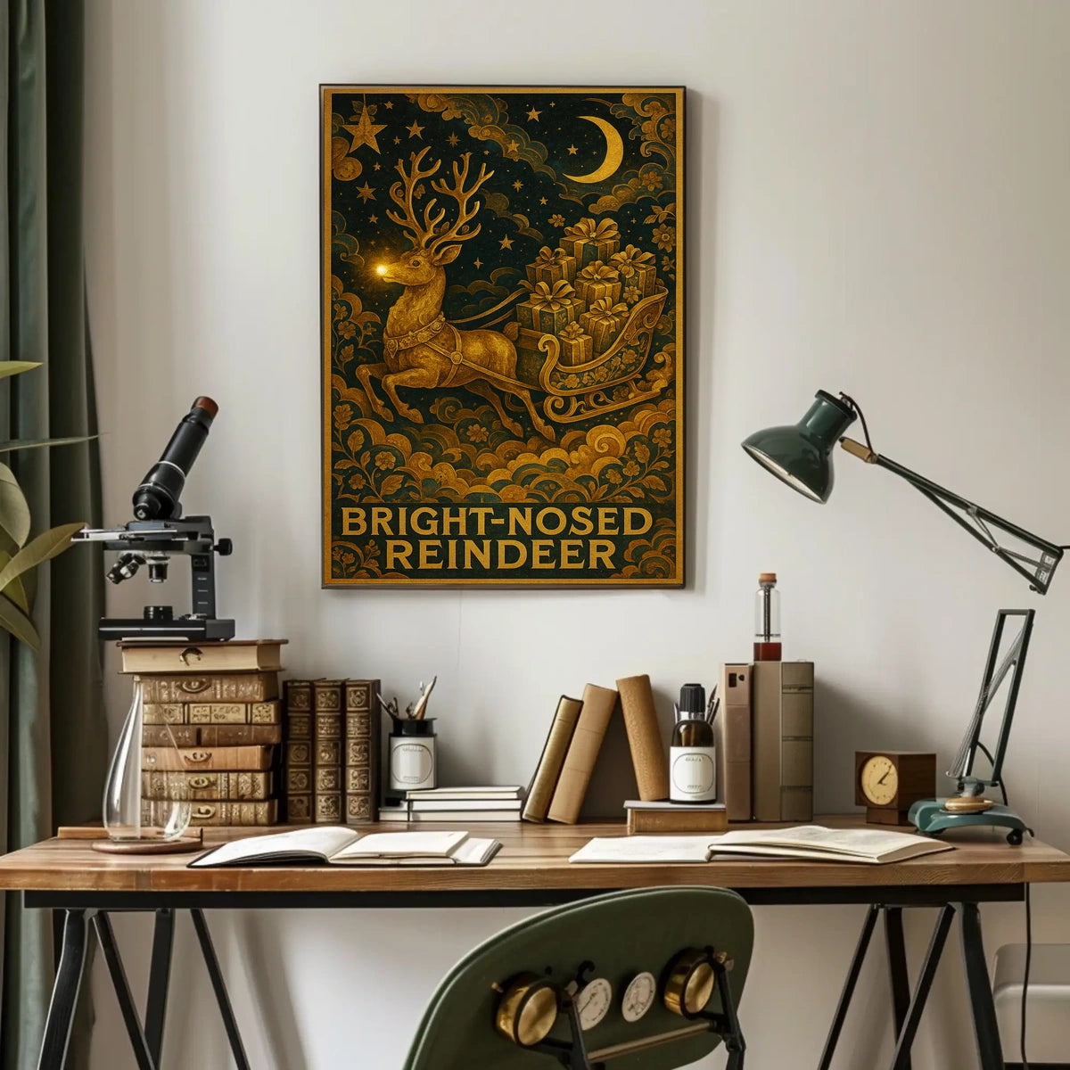 Bright-Nosed Reindeer Poster