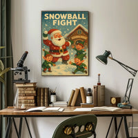 Festive Vintage Santa and Elves Christmas Poster