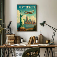 New York City Skyline Vintage Travel Poster