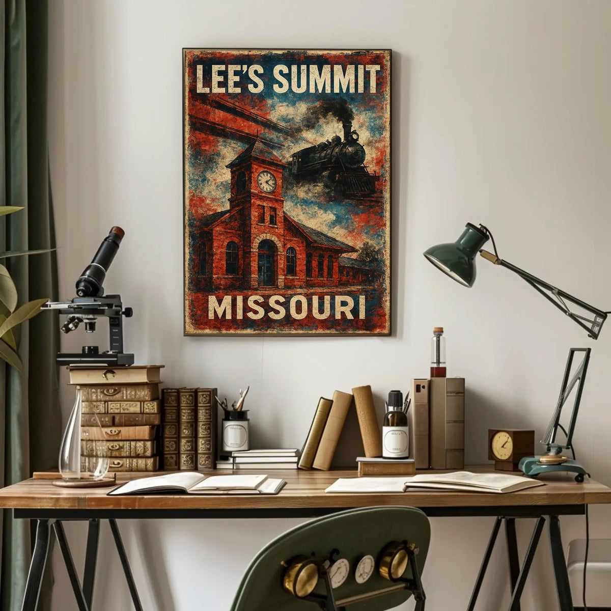 Lees Summit Missouri Cityscape Travel Heritage Scenic Wanderlust Decor Realism Minimalist Poster
