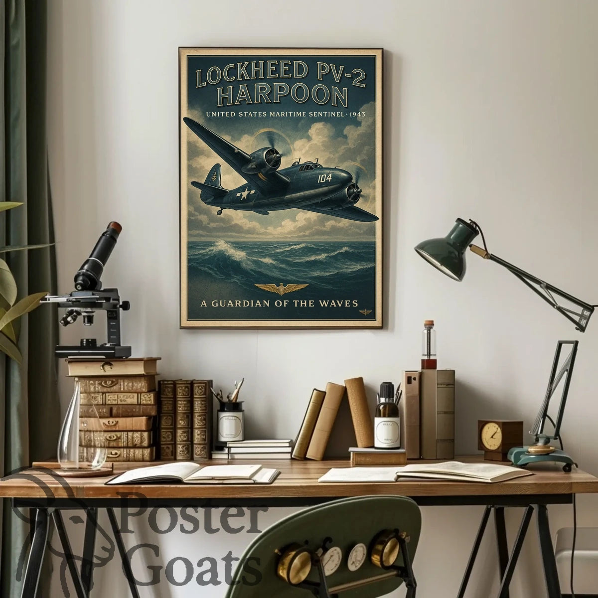 Lockheed PV-2 Harpoon WWII Aircraft Vintage Poster