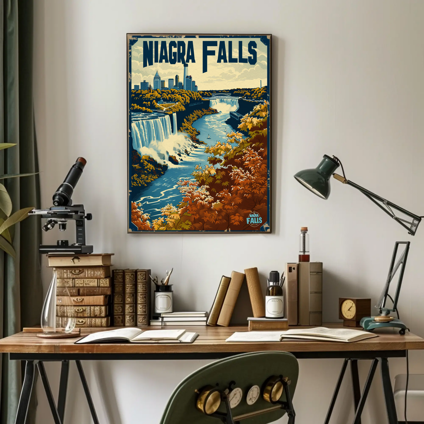 Niagara Falls Autumn Waterfall Travel Poster