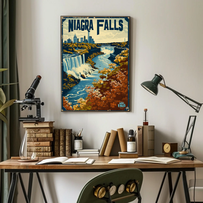 Niagara Falls Autumn Waterfall Travel Poster