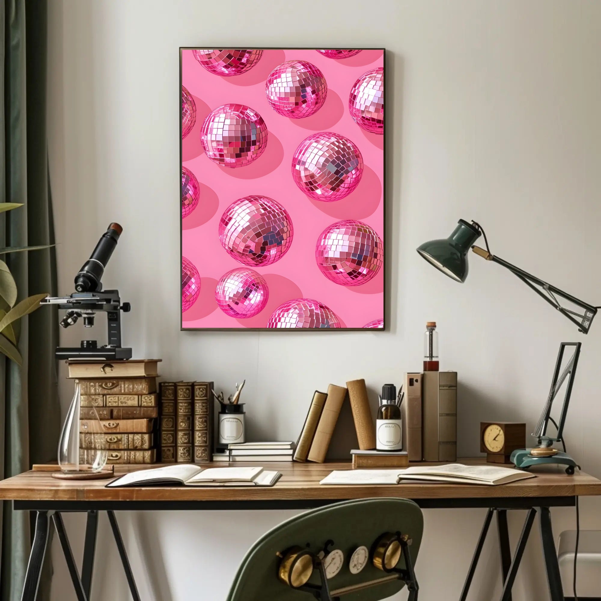 Pink Disco Balls Pattern Art Print - Abstract or Artistic Poster PosterGoat