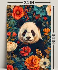 Panda in Bloom: Artistic Harmony Animal Poster