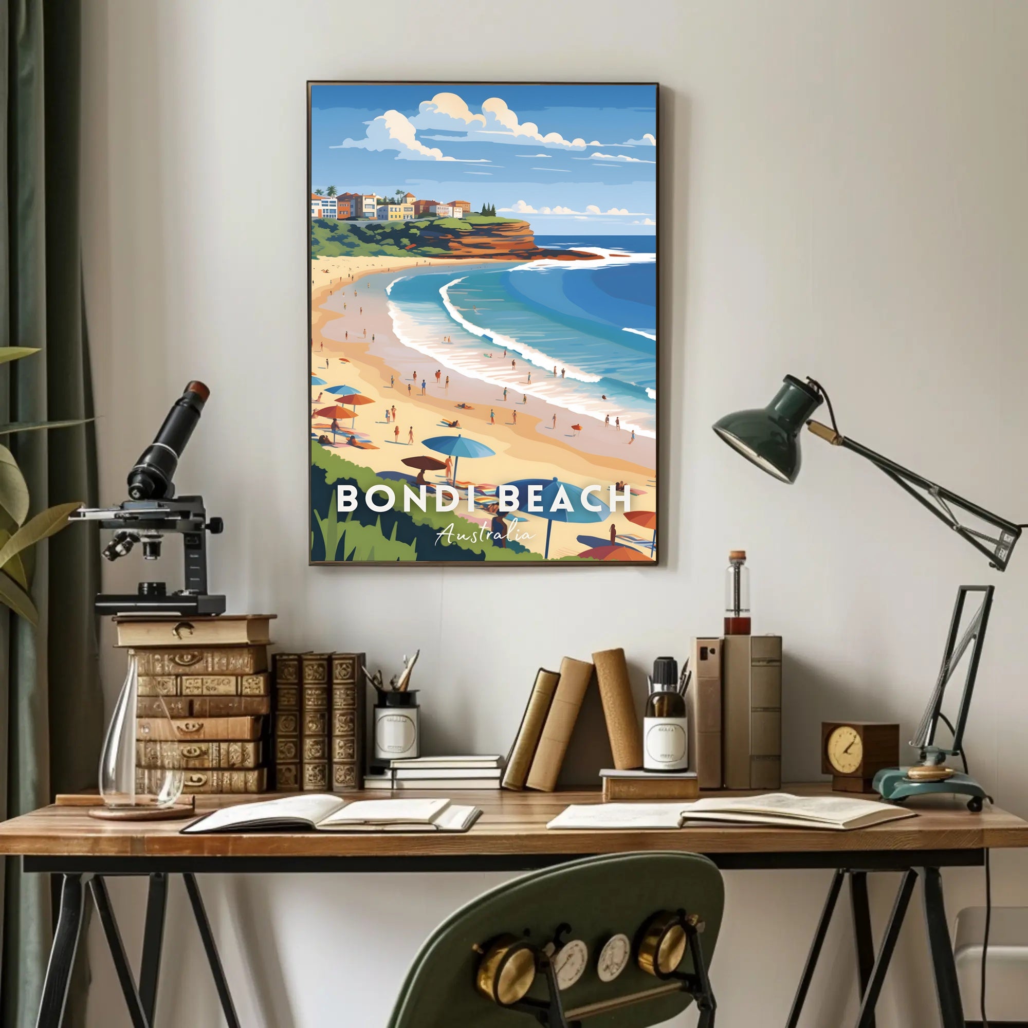 Bondi Beach Vintage Travel Artwork Poster
