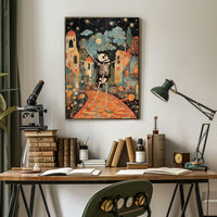 Dancing Skeleton Joyful Starry Night Whimsical Poster