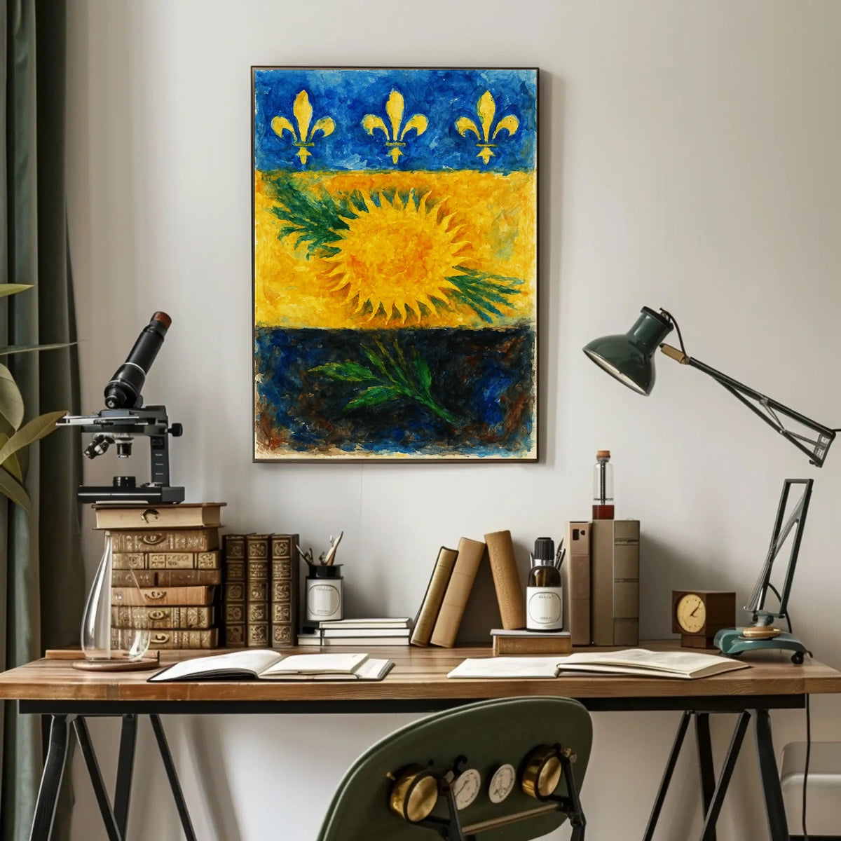 Sunflower and Fleur-de-Lis Poster
