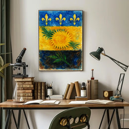 Sunflower and Fleur-de-Lis Poster