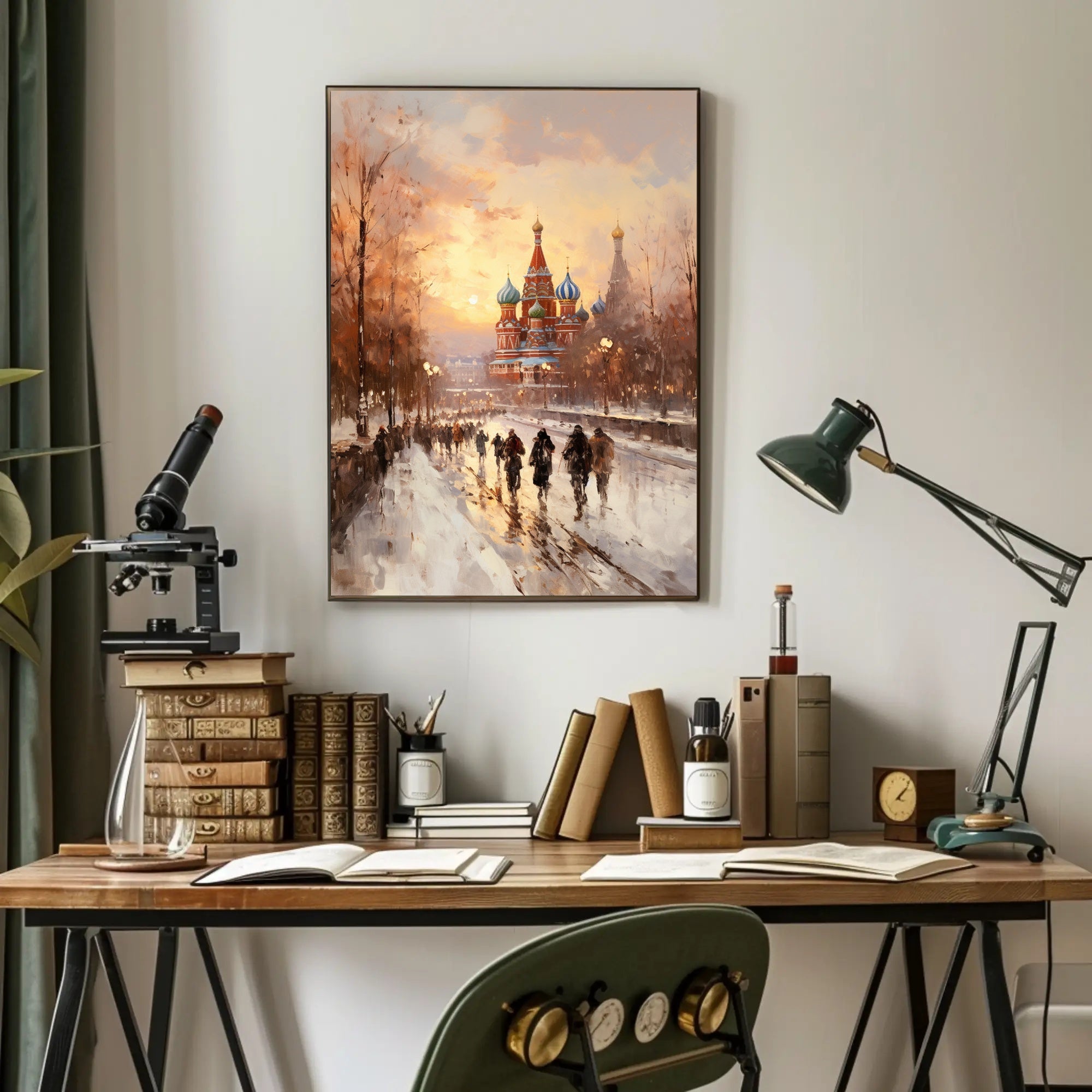 Winter Stroll By St. BasilS Cathedral Poster
