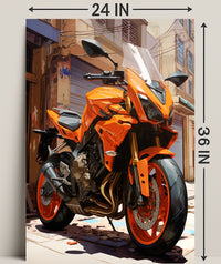 Vibrant Urban Motorcycle Poster PosterGoat