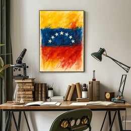 Vibrant Venezuelan Flag Wanderlust Art Poster