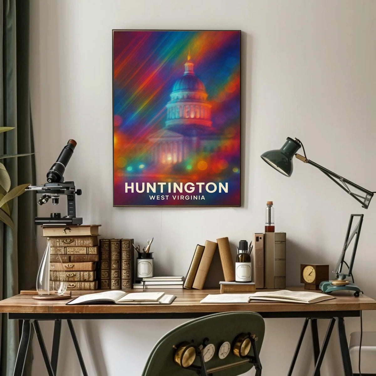 Huntington West Virginia Cityscape Vintage Collector Poster