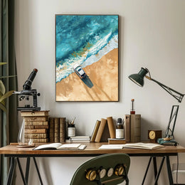 Stormy Cliffside Reflection: Photorealistic Fantasy Poster PosterGoat