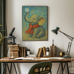 Whimsical Winter Elephant Poster