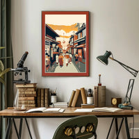 Strolling Through a Traditional Street Scene Poster