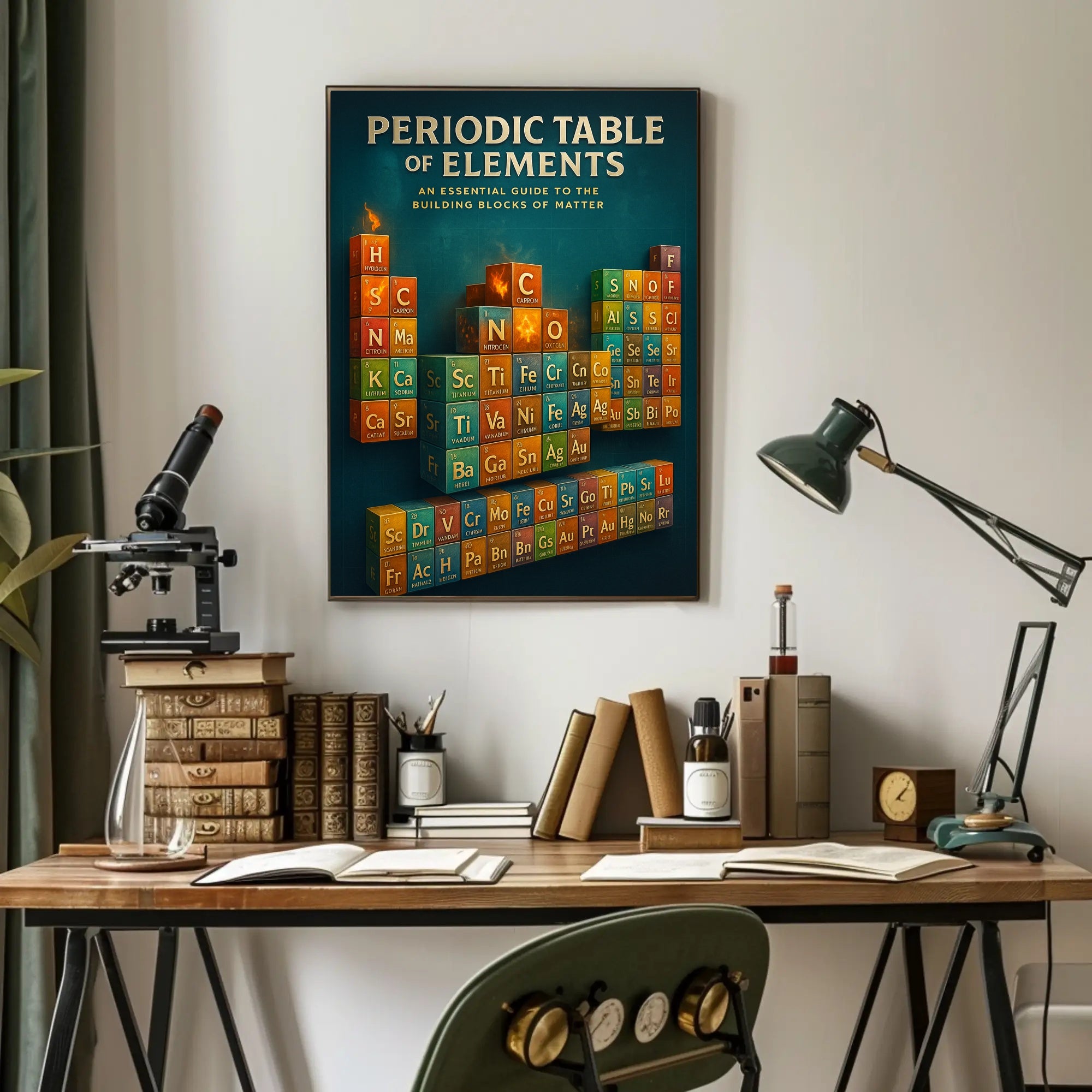 Periodic Table 3D Cubes Educational or Infographic Poster