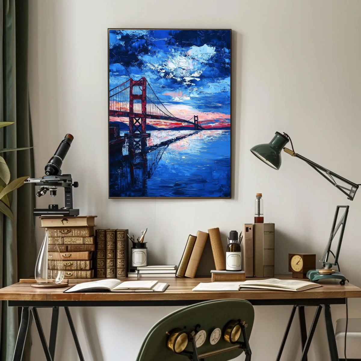Golden Gate Bridge Sunset Landscape Artwork Modern Poster