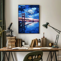 Golden Gate Bridge Sunset Landscape Artwork Modern Poster