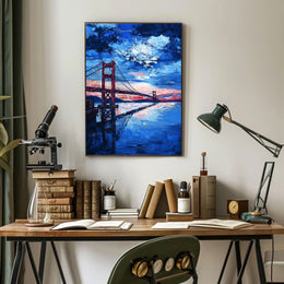 Golden Gate Bridge Sunset Landscape Artwork Modern Poster